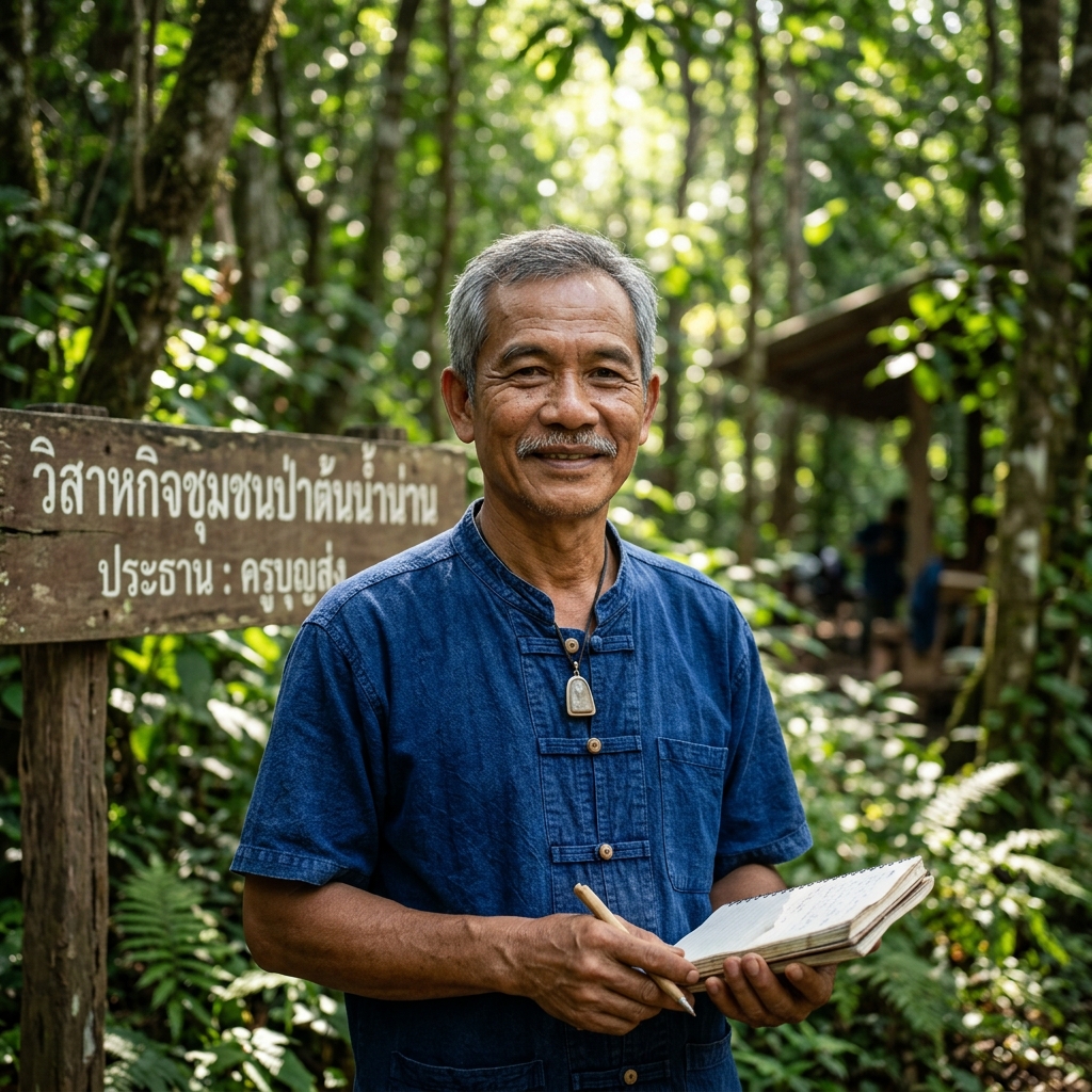 ครูบุญส่ง ประธานวิสาหกิจชุมชนป่าชุมชน จังหวัดน่าน